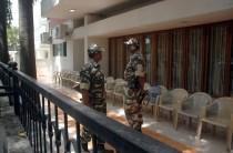 Income Tax (IT) sleuths on Wednesday began conducting raids at the official residence of Karnataka Power Minister D.K. Shivakumar and at a private resort near here where 44 Congress lawmakers from Gujarat are staying, said an official. "Yes, raids are underway at the Minister's house and the resort. Our teams have gone to search the places," a senior tax officer told IANS on condition of anonymity. Raid was also being conducted at the house of Congress lawmaker N. Ravi in the city's southern suburb.