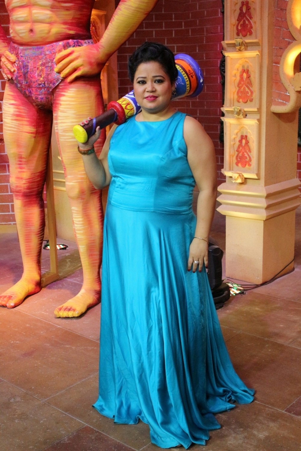 Indian stand-up comedian Bharti Singh at the launch of "Comedy Dangal" - a television show in Mumbai on Aug 3, 2017. Comedy Dangal show launch,Comedy Dangal,Comedy Dangal show launch pics,Anu Malik,Debina Bonnerjee,Bharti Singh