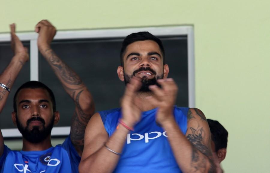 Brief Scores: India 442/5 (Cheteshwar Pujara 133, Ajinkya Rahane 132, Lokesh Rahul 57, Dimukh Karunaratne 1/31) vs Sri Lanka. Ravichandran Ashwin,Wriddhiman Saha,Sri Lanka,India vs Sri Lanka,india vs sri lanka live score,India vs Sri Lanka score,India vs Sri Lanka 2017