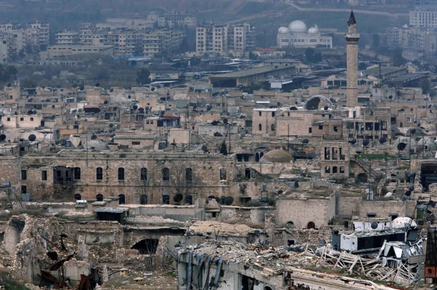 A view shows the damage in the Old City of Aleppo as seen from the city's ancient citadel, Syria January 31, 2017. Picture taken January 31, 2017. Aleppo's Old City,Syria’s civil war,United Nations cultural body,UNESCO,Aleppo