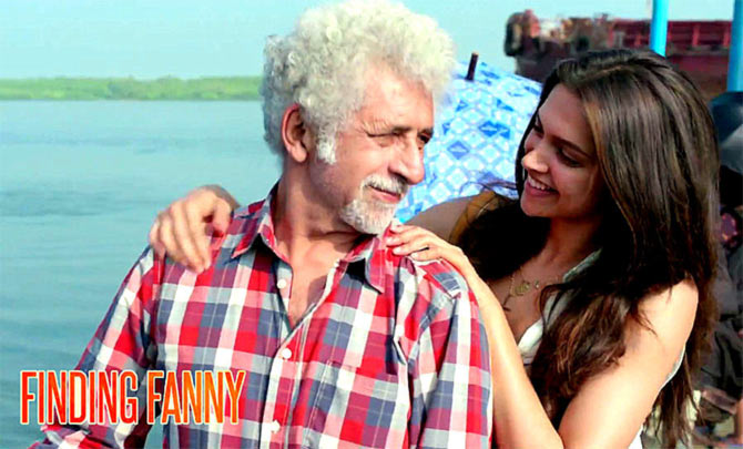 Angie and Freddie in Finding Fanny: Finding Fanny is a 2014 Indian satirical road comedy film where Deepika plays a role of a young widow who inspires her 60 year old friend Freddie (Naseeruddin Shah) to confess his love for 'Fanny'. This innocent and inspiring friendship between the two characters was cute and very unlikely. Friendship Day special,Friendship Day,Friendship Day 2017,Victoria & Abdul,Angie and Freddie in Finding Fanny,Shiv Natraj and Tara in Waiting,Dr Jehangir and Kaira in Dear Zindagi,Dear Zindagi,Lipstick under my Burkha ladies