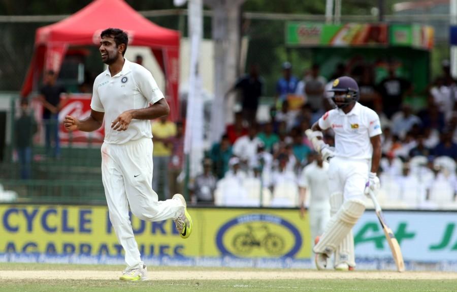 Niroshan Dickwella was the highest scorer among the Lankans with a quickfire 51 runs off 48 deliveries which included seven boundaries and a six. Resuming the day at 50/2, Sri Lanka lost wickets in quick succession. Quite a few of the Lankan batsmen managed to get decent starts but were unable to convert them into big scores. Dinesh Chandimal and Kusal Mendis departed shortly after the start of the day's play before Dickwella and Angelo Mathews managed to hold the Indian bowlers at bay for a short while with a 53-run stand. Ravichandran Ashwin,Ashwin,India vs Sri Lanka,India vs Sri Lanka 2017