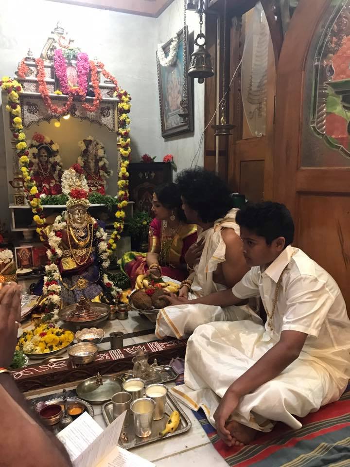 Upendra with his wife Priyanka celebrates Varamahalakshmi festival. Varamahalakshmi festival,Varamahalakshmi festival celebration,Varamahalakshmi celebration,Upendra and Priyanka,Upendra,priyanka upendra