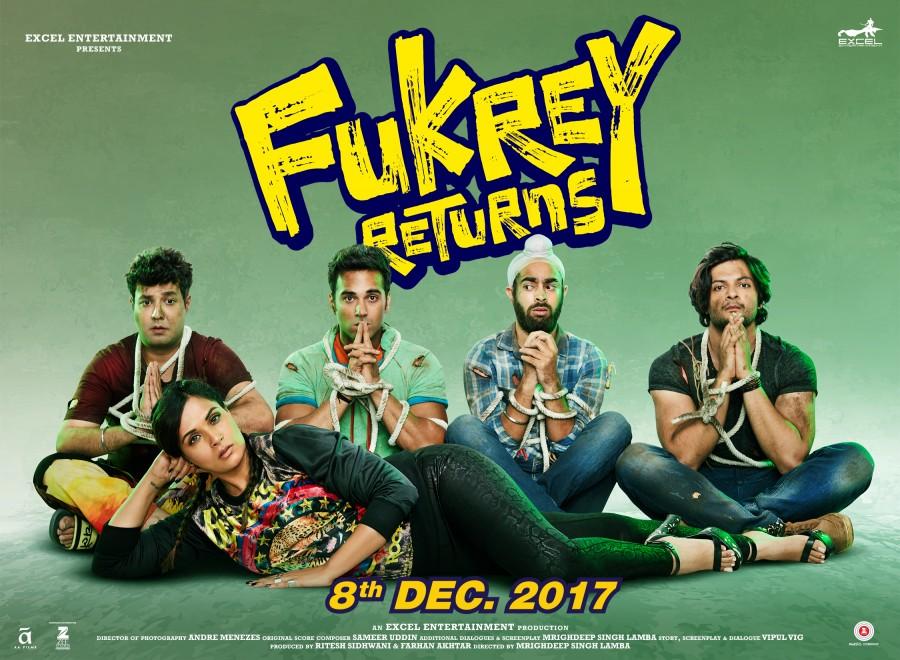 The rememberable characters of Hunny, Choocha, Zafar, Lali and Bholi Punjaban from the coming-of-age comedy film made a special place for themselves in the hearts of the audience. Fukrey 2's recently released poster, revealing the release date, 8th December had intrigued the audience, taking the expectations of the soaring high. Richa Chadha,Pulkit Samrat,Ali Fazal,Manjot Singh,Fukrey Returns first look poster,Fukrey Returns first look,Fukrey Returns poster,Fukrey Returns movie poster
