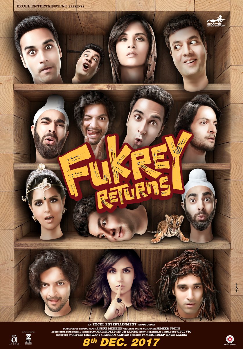 The makers are now all set to treat their audience today with the teaser which brings back the crazy Fukreys. Following which the makers will release the trailer in the next 2 days, 9th August which gives a sneak peek into the world of the Fukrey 2. Richa Chadha,Pulkit Samrat,Ali Fazal,Manjot Singh,Fukrey Returns first look poster,Fukrey Returns first look,Fukrey Returns poster,Fukrey Returns movie poster