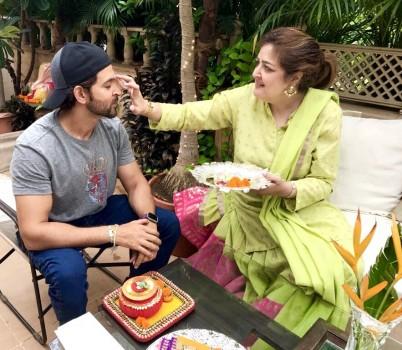 Bollywood actor Hrithik Roshan celebrates Raksha Bandhan with sister Sunaina Roshan.
