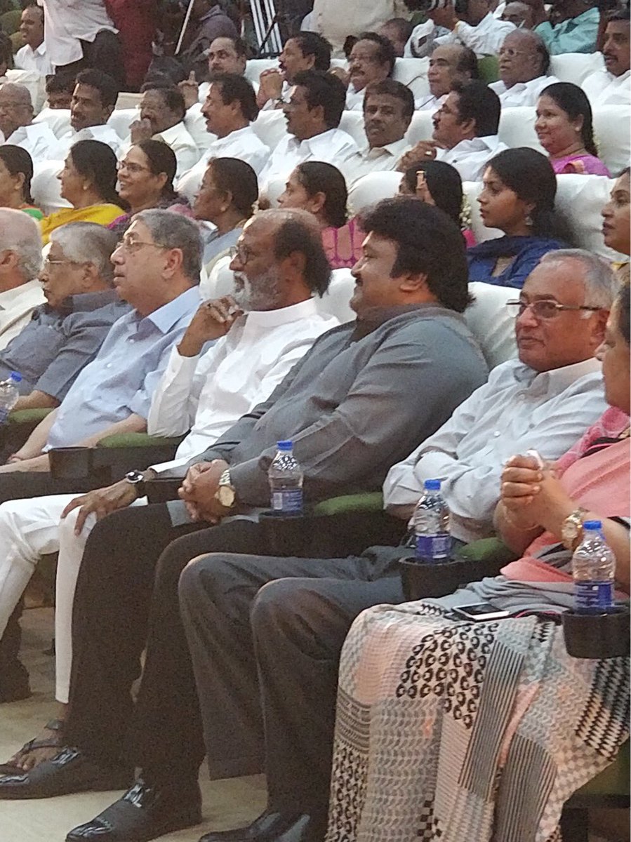 The function was attended by editors of various dailies and magazines and cine stars. Rajinikanth and Kamal Haasan,Rajinikanth,Kamal Haasan,Murasoli 75 Event,Murasoli,DMK event