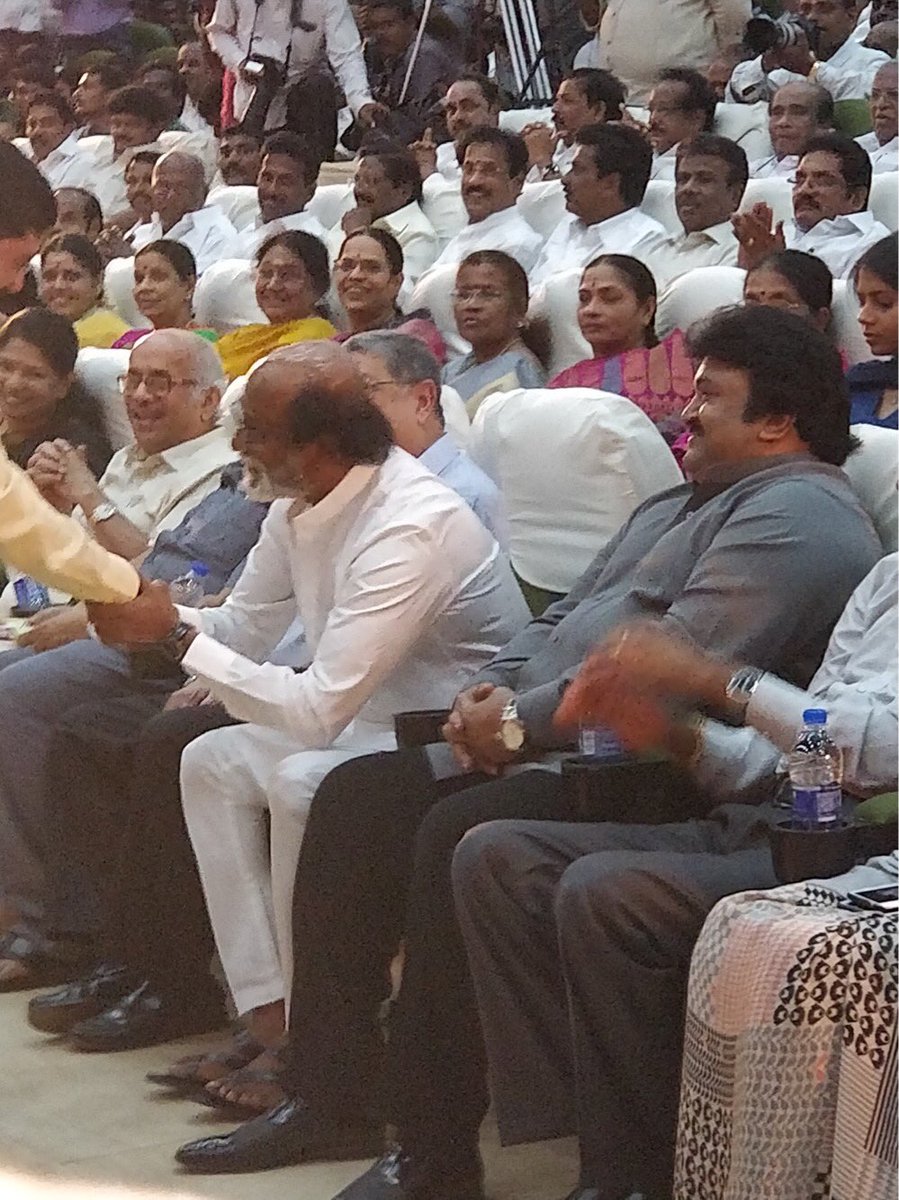 Actor Rajinikanth, Prabhu at DMK event. Rajinikanth and Kamal Haasan,Rajinikanth,Kamal Haasan,Murasoli 75 Event,Murasoli,DMK event