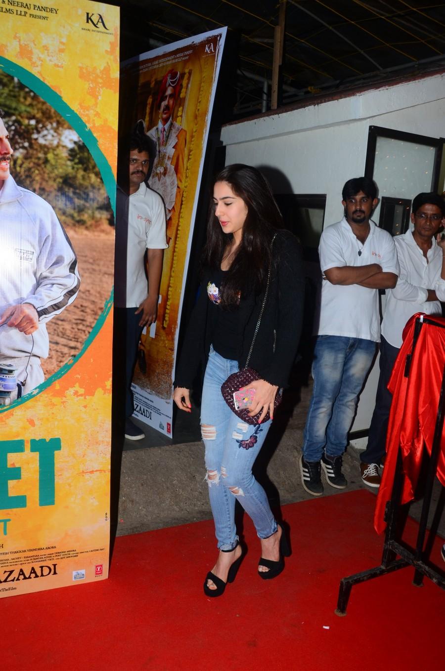 The film that has already made a mark before the release, Toilet - Ek Prem Katha will hit the silver screen today. John Abraham,Sarah Ali Khan,Madhuri Dixit,Vaani Kapoor,Akshay Kumar,Toilet - Ek Prem Katha premiere,Toilet - Ek Prem Katha,Toilet - Ek Prem Katha premiere show