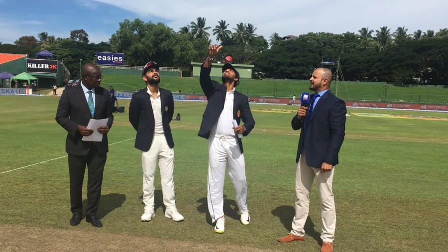 The visitors already 2-0 up in the series, brought in chinaman Kuldeep Yadav in place of all-rounder Ravindra Jadeja, who was banned for one match for breach of conduct. On the other hand, the hosts made three changes by including Lakshan Sadakan, Lahiru Kumara and Vishwa Fernando in place of Rangana Herath, Nuwan Pradeep and Dhananjaya de Silva. India vs Sri Lanka,India vs Sri Lanka 2017,India vs Sri Lanka Third Test,India vs Sri Lanka final test,India win toss
