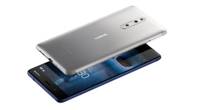Nokia 8 is also the first smartphone to feature Nokia OZO Audio. OZO spatial 360 degrees audio brings an immersive experience to 4K video. The phone features Qualcomm Snapdragon 835 chip, offers pure, secure and updated Android experience and is Qualcomm Quick Charge 3.0 compatible for 3,090 mAh battery. The device comes with a lightweight, water, sweat, and dust-proof premium Nokia 'Active Wireless Headset'. It comes with a 4GB RAM and 64GB storage that can be extended up to 256GB. It has a 5.3-inch IPS LCD QHD display and is protected by Corning Gorilla Glass 5. Nokia 8,Nokia 8 features,Nokia 8 launch,Nokia 8 camera,nokia 8 top features,Nokia 8 pics,Nokia 8 mobile,Nokia 8 smartphone,Nokia 8 images,Nokia 8 stills