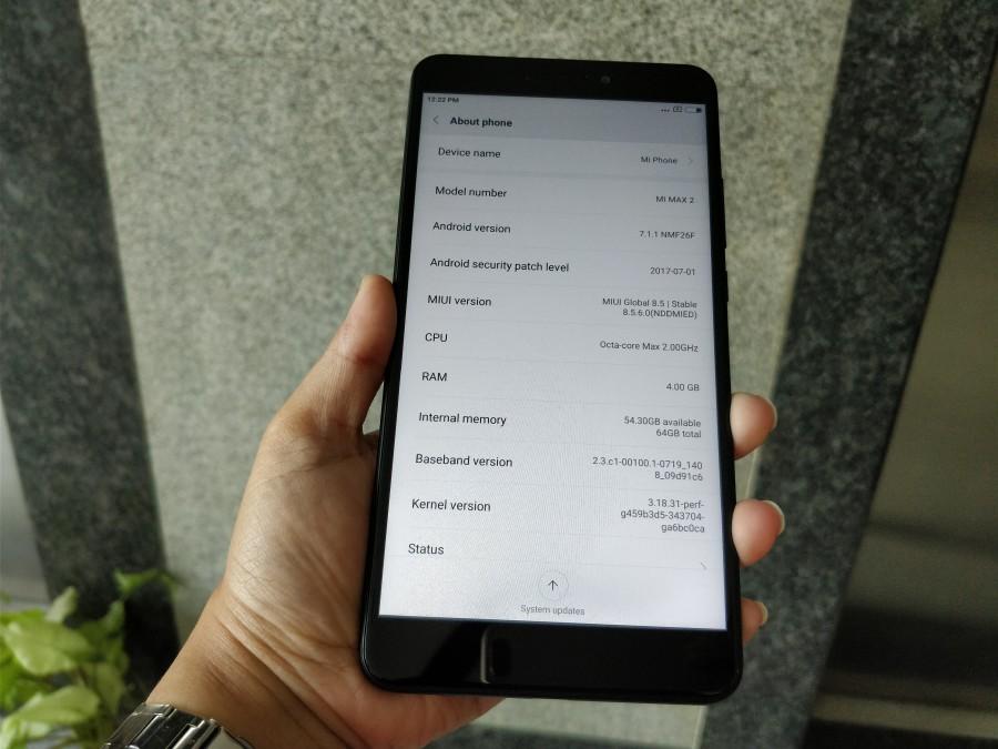 The device is slimmer and comfortable to carry. The black metal unibody makes the phone look more premium than its predecessor. Mi Max 2 is not heavy and can be easily slid into the back pocket. On the front, it has a 2.5D curved glass screen, featuring Corning Gorilla Glass 3 protection, with a 5MP camera and light sensor on the right and left sides of the earpiece. Below the display are the backlit navigation touchpads. The volume rocker and power button ae on the right side of the device and the hybrid SIM tray on the left. The device sports a fingerprint sensor on the back. It has 12MP camera on the top left with a dual-LED flash and 3.5mm jack on top. Xiaomi Mi Max 2,xiaomi mi max 2 price,Xiaomi Mi Max 2 pics,Xiaomi Mi Max 2 images,Xiaomi Mi Max 2 stills,Xiaomi Mi Max 2 pictures,Xiaomi Mi Max 2 photos