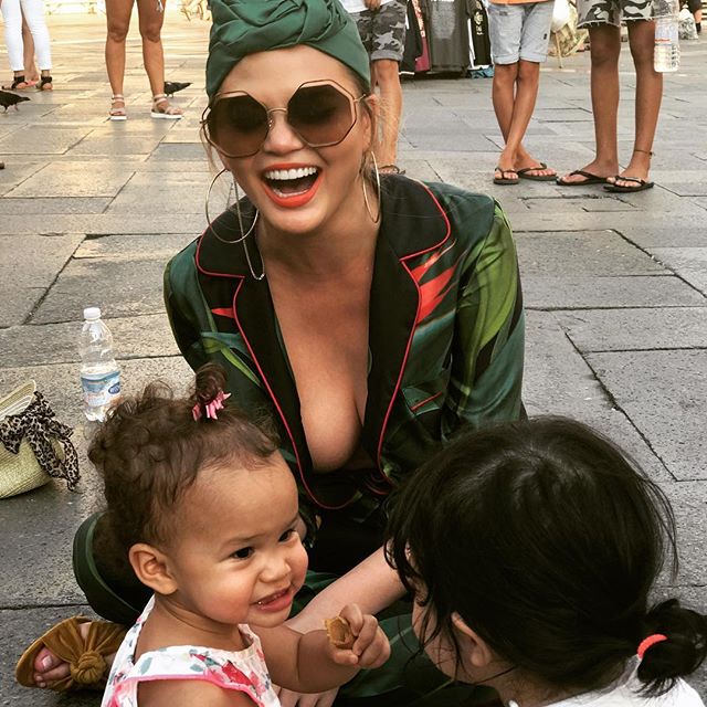 Model Chrissy Teigen had her "entire cleavage hanging out" while posing in the Piazza San Marco in Venice during a family vacation in Venice earlier this year. She says its because of her 16-month-old daughter Luna. Chrissy Teigen,Chrissy Teigen wardrobe malfunction,Chrissy Teigen wardrobe malfunction pics,Chrissy Teigen wardrobe malfunction images,Chrissy Teigen wardrobe malfunction stills,Chrissy Teigen wardrobe malfunction pictures,Chrissy Teigen wardrobe ma