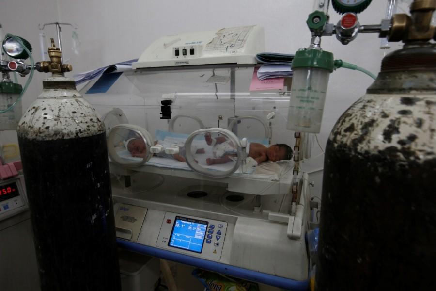 Newborn babies are seen at an intensive care unit of a maternity hospital in east Mosul, Iraq. Al-Khansa Hospital in East Mosul may be a shell of its former self but it is still the city's main government-run maternity facility. Last month alone, despite severe shortages of medicines and equipment, it delivered nearly 1,400 babies. Mosul's maternity hospital,Al-Khansa Hospital,East Mosul