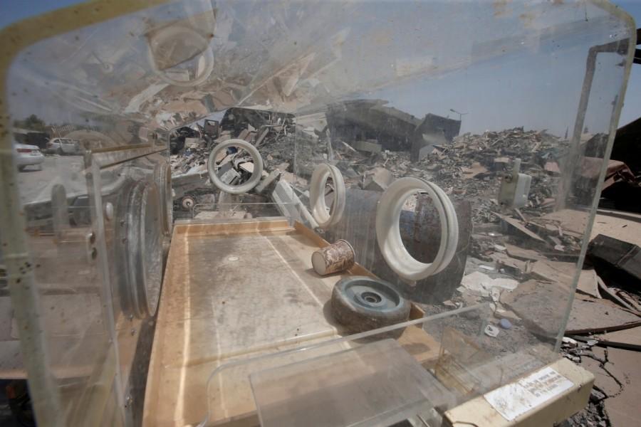 Equipment from an intensive care unit of a maternity hospital, damaged from the war against Islamic State militants, is seen in east Mosul. As Iraqi Forces began their campaign to liberate the city from Islamic State control last year, the militants took over al-Khansa, kicking out patients and sometimes shooting at staff to make them leave. Mosul's maternity hospital,Al-Khansa Hospital,East Mosul