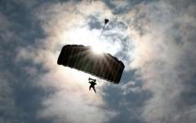 A U.S. Marines' member takes part in parachute drops during their joint exercise with Japan Ground Self Defense Force, named Northern Viper 17 at Hokudaien exercise area in Eniwa, on the northern island of Hokkaido, Japan.