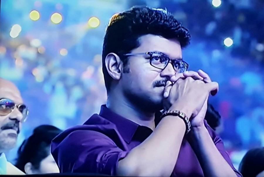 Rahman said the lines of the song "Aalaporan Tamizhan" from "Mersal" inspire everybody. "The song is about humility and how we treat women. I hope the lyrics inspires each and every one of you," he added. Atlee, having teamed up with Vijay for the second time, used the occasion to heap praise on the stars commitment. "I was literally moved to tears by Vijay sir's effort to satisfy his fans. We shot a sequence with 3000 extra in Rajasthan, and Vijay sir worked with so much dedication. The experience of working with him was incredible," he said. Ilayathalapathy Vijay,Vijay,Vijay at Mersal audio launch,Mersal audio launch,Mersal audio,mersal audio release,Mersal audio launch pics,Mersal audio launch images,Mersal audio launch stills,Mersal audio launch pictures,Mersal audio launch photos