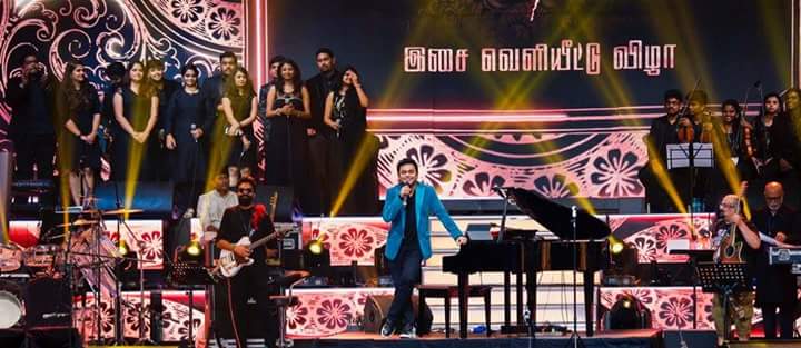 Double Oscar-winning composer A.R. Rahman performs at audio launch of his upcoming Tamil film 
