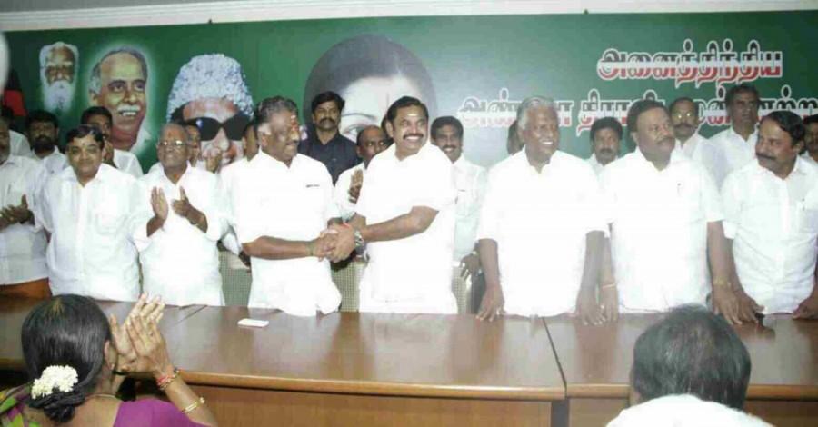 The two factions of the AIADMK on Monday merged, six months after they split following the death of then Chief Minister J. Jayalalithaa. AIADMK,AIADMK faction,Jayalalithaa,K Palaniswami,O Panneerselvam,OPS,OPS and EPS,OPS Deputy CM,Deputy CM