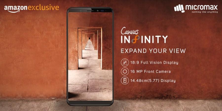 Micromax on Tuesday launched its first bezel-less smartphone "Canvas Infinity" at Rs 9,999 that comes with a display aspect ratio of 18:9 -- a first in this price segment. The 18:9 format offers more viewing space and a better immersive experience while streaming videos and playing games. Micromax,Canvas Infinity,micromax canvas infinity launched,Canvas Infinity pics,Canvas Infinity launch,Micromax unveils Canvas Infinity