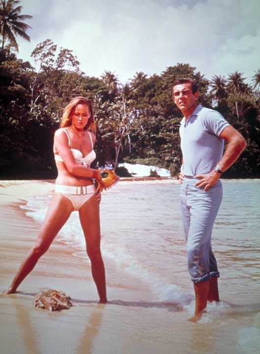 Sean Connery and Ursula Andress as the lead pair in "Dr No", the first James Bond film. Mr Kisskissbangbang,Kisskissbangbang,Sean Connery,Sean Connery's cinematic journey,Playing Bond