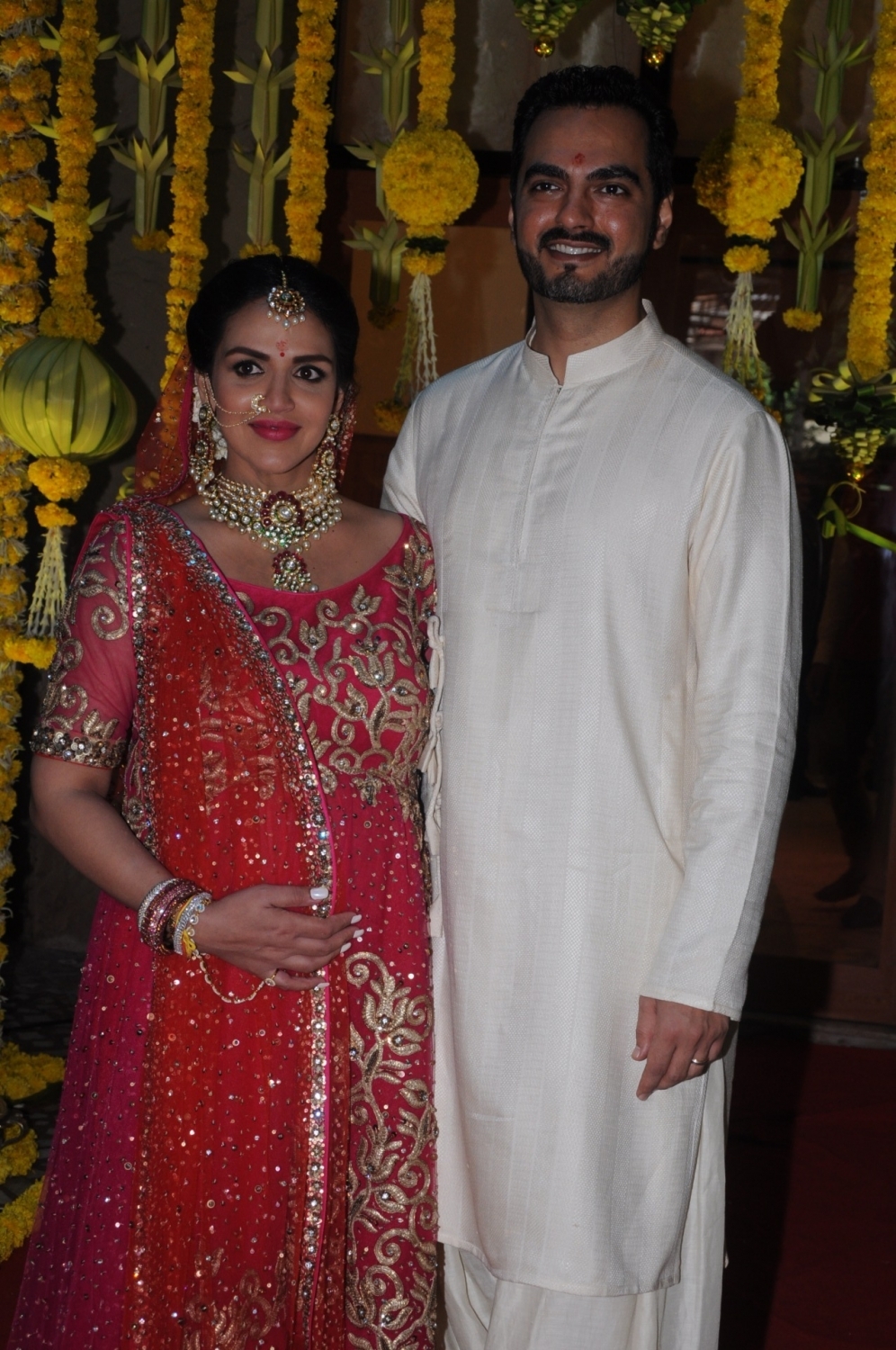 Actress Esha Deol along with her husband Bharat Takhtani at her Baby Shower ceremony on Mumbai. Esha Deol,Esha Deol baby shower ceremony,Esha Deol baby shower,Esha Deol baby shower pics,Esha Deol baby shower images,Esha Deol baby shower stills,Esha Deol baby shower pictures,Esha Deol baby shower photos