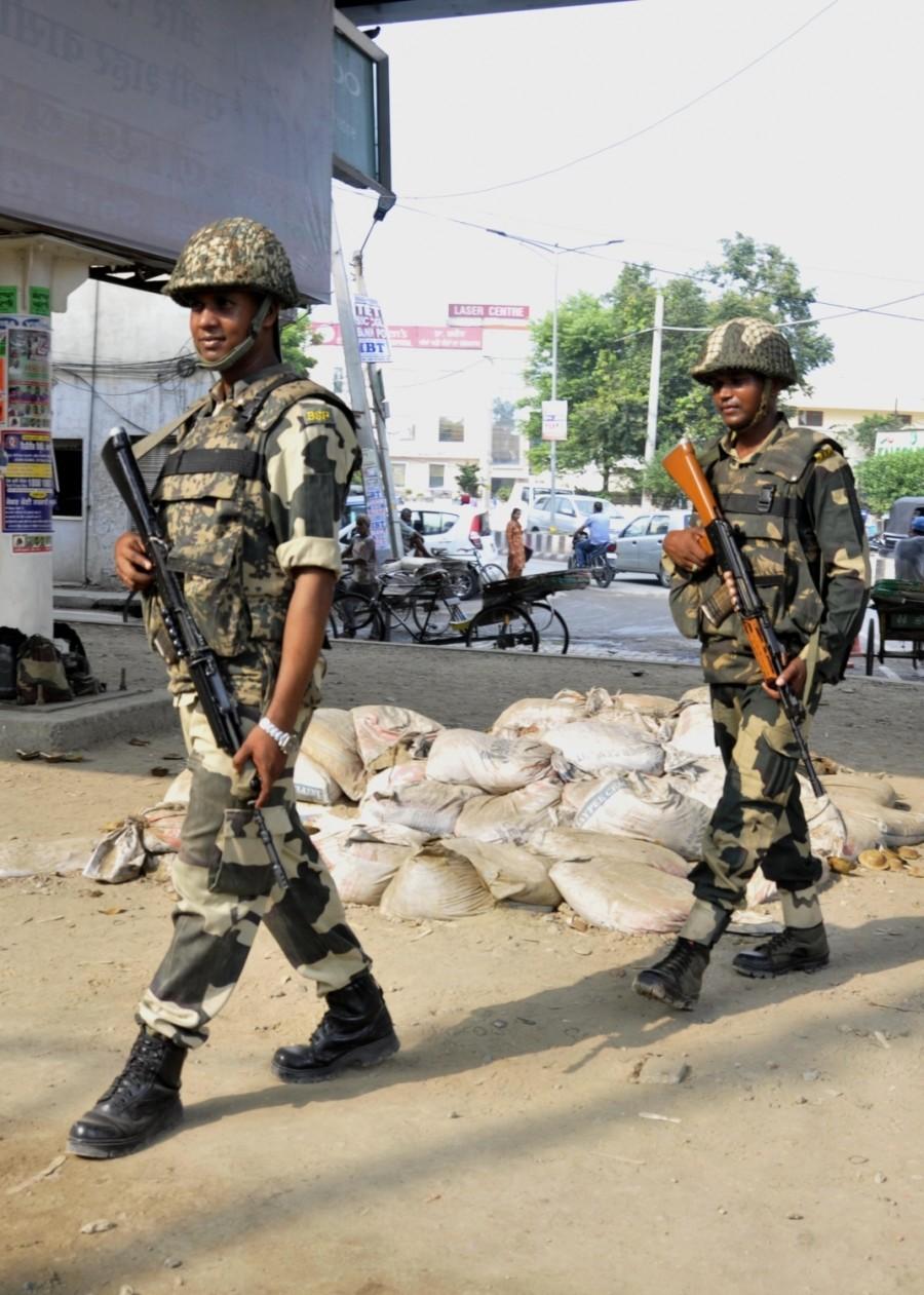 A large garrison of Army, paramilitary and state police personnel was put on high alert to tackle any situation arising after the court's verdict. Amritsar,Paramilitary forces,Gurmeet Ram Rahim Singh,Gurmeet Ram Rahim Singh case,rape case against Dera Sacha Sauda,Dera Sacha Sauda,Dera Sacha Sauda chief