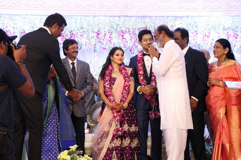Rajinikanth at Vishal's sister Aishwarya wedding reception. Rajinikanth,Sivakumar,Vairamuthu,Natty Natraj,Aishwarya wedding reception,Aishwarya Reddy wedding reception,Aishwarya Reddy wedding reception pics,Aishwarya Reddy wedding reception images,Aishwarya Reddy wedding reception stills,Aishwarya Reddy wedding re