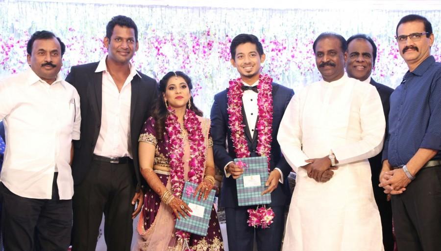 Vairamuthu at Vishal's sister Aishwarya wedding reception. Rajinikanth,Sivakumar,Vairamuthu,Natty Natraj,Aishwarya wedding reception,Aishwarya Reddy wedding reception,Aishwarya Reddy wedding reception pics,Aishwarya Reddy wedding reception images,Aishwarya Reddy wedding reception stills,Aishwarya Reddy wedding re