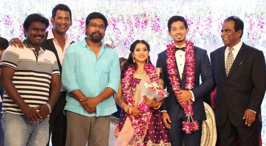 Director M Rajesh at Vishal's sister Aishwarya wedding reception. Rajinikanth,Sivakumar,Vairamuthu,Natty Natraj,Aishwarya wedding reception,Aishwarya Reddy wedding reception,Aishwarya Reddy wedding reception pics,Aishwarya Reddy wedding reception images,Aishwarya Reddy wedding reception stills,Aishwarya Reddy wedding re