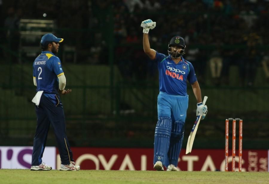 Earlier, Shikhar Dhawan (5), Virat Kohli (3), Lokesh Rahul (17) and Kedar Jadhav (0) failed to step up to the occasion and were dismissed cheaply. For Sri Lanka, spinner Akila Dananjaya scalped two wickets while pacers Lasith Malinga and Vishwa Fernando took one wicket each. Earlier, a patient stabilising innings by middle-order batsman Lahiru Thirimanne helped Sri Lanka post 217/9 against India in their third One Day International at the Pallekele International Cricket Stadium here on Sunday. India vs Sri Lanka 2017,India vs Sri Lanka,Rohit Sharma,MS Dhoni,India beat Sri Lanka by 6 wickets,India beat Sri Lanka