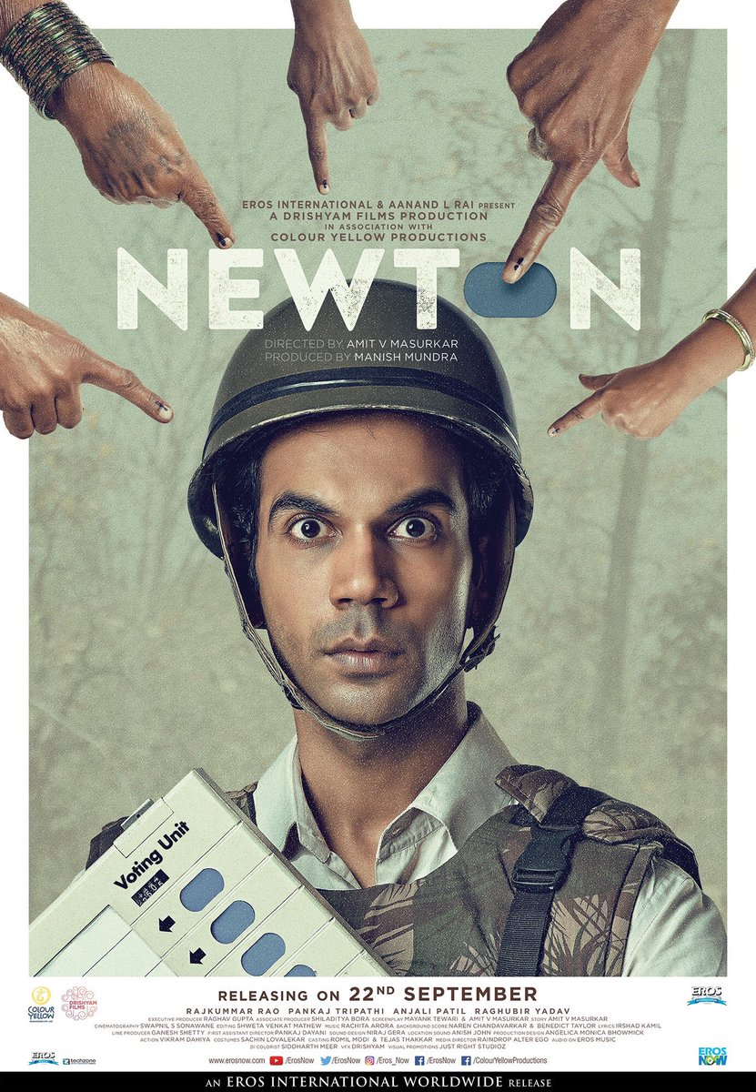 The makers unveiled the first look poster of Rajkummar Rao's Newton. The film is produced by Manish Mundra of Drishyam Films, the company best known for backing critically-acclaimed projects such as "Masaan" and "Umrika". Rajkummar Rao,actor Rajkummar Rao,Rajkummar Rao as Newton,Newton first look poster,Newton first look,Newton poster,Newton movie poster