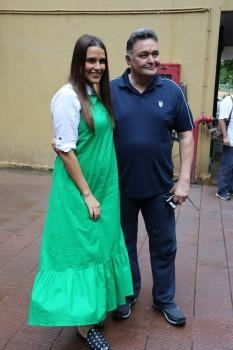 Indian film actor Rishi Kapoor was spotted with Neha Dhupia.