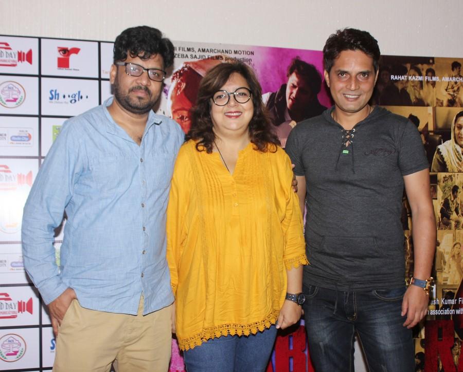Producers Sanjay Amar & Zeba Sajid with Director Rahat Kazmi at the trailer launch of their film Rabbi to release on 15th Sept 2017. Rabbi Trailer Launch,Rabbi Trailer,Bidita Bag,Umang Jain,Aamir Ali,Shree Shankar,Sanjay Amar,Mujeeb Ul Hassan,Jitesh Kumar,Bidita Bag,Virendra Saxena,Rahat Kazmi,Zeba Sajid,Imran Shahid