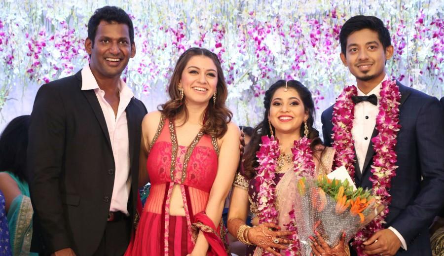 Hansika Motwani at Vishal's sister Aishwarya Reddy Wedding Reception. Arun Vijay,Hansika Motwani,Gayathri Raguram,Prabhu Deva,Vishal sister,Aishwarya Reddy Wedding Reception,Aishwarya Reddy,Aishwarya Reddy Wedding Reception pics,Aishwarya Reddy Wedding Reception images,Aishwarya Reddy Wedding Reception stills,Aishwarya Redd