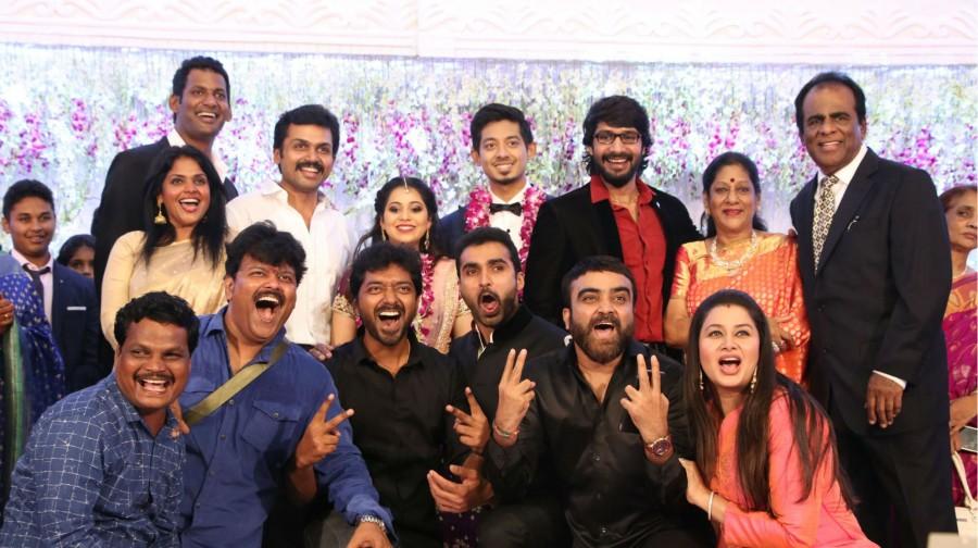 Karthi, Lalitha Kumari, Sriman, Nandha, Udhaya, Sangeetha at Vishal's sister Aishwarya Reddy Wedding Reception. Arun Vijay,Hansika Motwani,Gayathri Raguram,Prabhu Deva,Vishal sister,Aishwarya Reddy Wedding Reception,Aishwarya Reddy,Aishwarya Reddy Wedding Reception pics,Aishwarya Reddy Wedding Reception images,Aishwarya Reddy Wedding Reception stills,Aishwarya Redd
