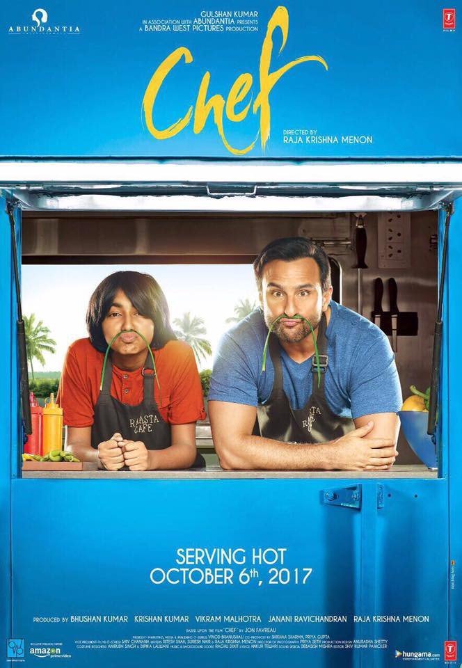 Chef is an upcoming Bollywood film directed by Raja Krishna Menon and produced by Bhushan Kumar, Krishan Kumar and Vikram Malhotra. Starring Saif Ali Khan and Padmapriya in the lead role. Saif Ali Khan,Chef,Chef first look poster,Chef poster,Chef first look,Chef movie poster,Padmapriya,Saif Ali Khan's Chef