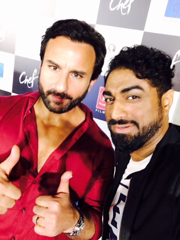 The son seems to be less aware of north Indian culture and food habits which is clear from the scene in which the father-son duo are eating a rice meal on a banana leaf and then the father mentions chole bhature, after which the son asks 'What is chole bhature'? Saif Ali Khan,actor Saif Ali Khan,Chef trailer launch,Chef trailer,Chef trailer launch pics,Chef trailer launch images,Chef trailer launch stills,Chef trailer launch pictures,Chef trailer launch photos