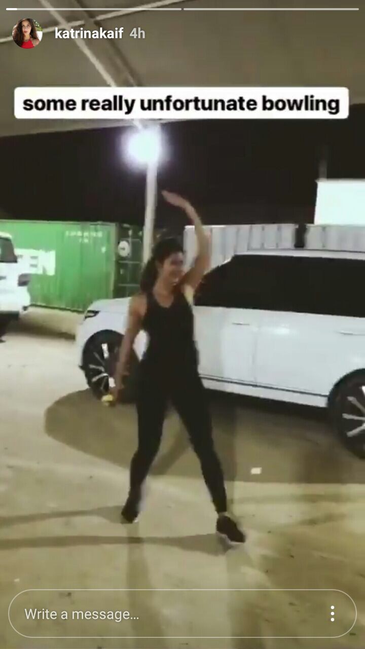Angad Bedi has Cricket in his blood, coming from a family where his father has been a legendary cricketer of the Indian cricket team. The actor along with Katrina Kaif and Salman Khan is on a 50 day long schedule in Abu Dhabi where they're shooting for Tiger Zinda Hai. Angad joins the duo of Kat and Salman in the franchise directed by Ali Abbas Zafar. Angad being a cricket lover spent time yesterday on sets between their free time to catch a game of gully cricket with Katrina and other members from the set. Katrina Kaif,Angad Bedi,Katrina Kaif and Angad Bedi,Tiger Zinda Hai,Tiger Zinda Hai on the sets,Salman Khan,Ali Abbas Zafar