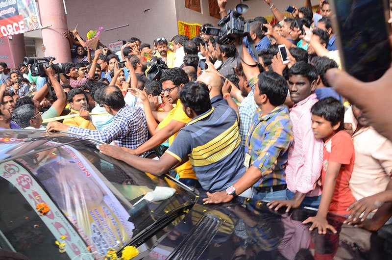 Actor Nandamuri Balakrishna at Bramarambha theater in Hyderabad. Balakrishna,Puri Jagannadh,Charmy Kaur,Paisa Vasool,paisa vasool premiere show,Balakrishna at paisa vasool premiere show