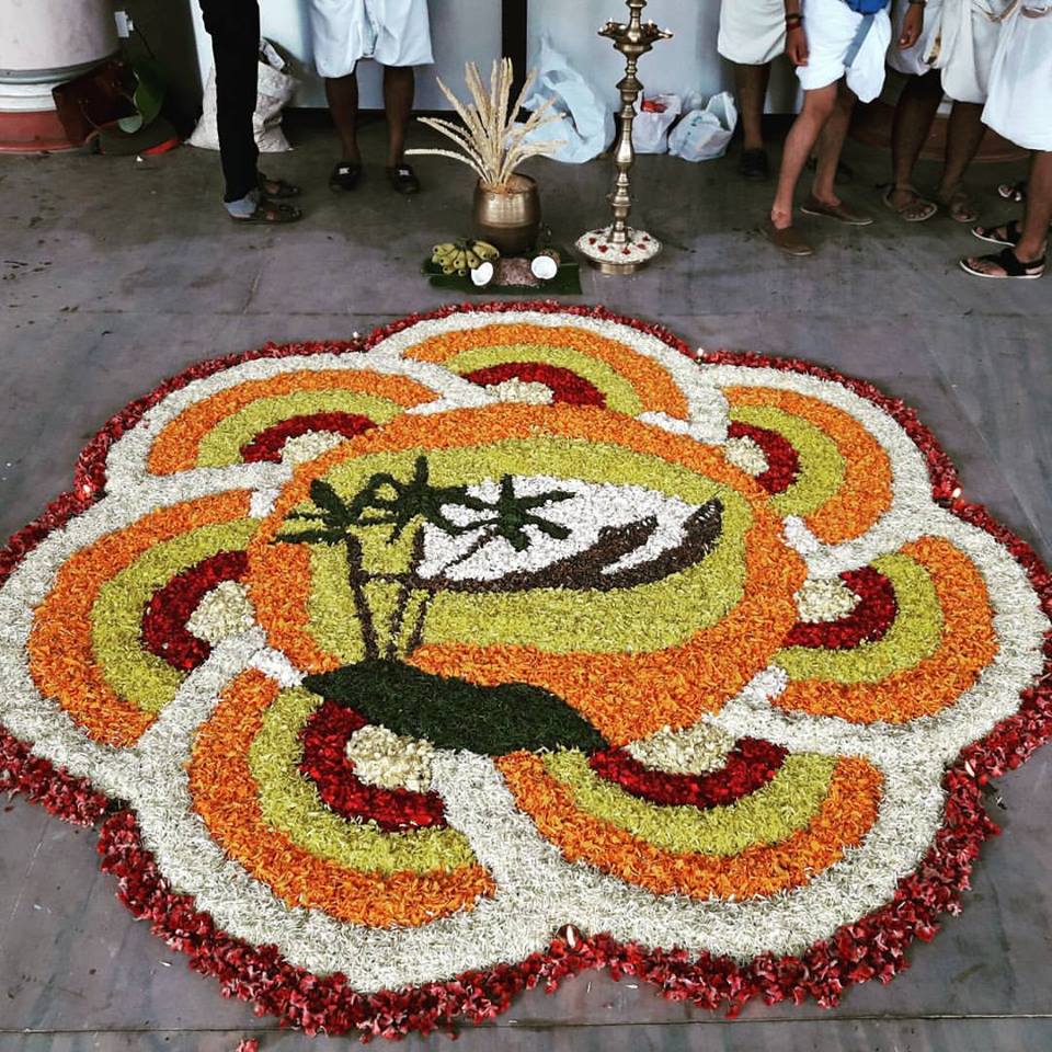 Laying flower carpet (Pookalam), wearing traditional attires, women performing Thiruvathira dance, preparing sumptuous meal and engaging in Onam games are part of the festival. Onam 2017,Onam pookalam designs,easy pookalam designs,easy pookalam patterns,onam flower carpet,onam flower carpet designs,onam flower carpet patterns,Onapookalam,flowers used for pookalam