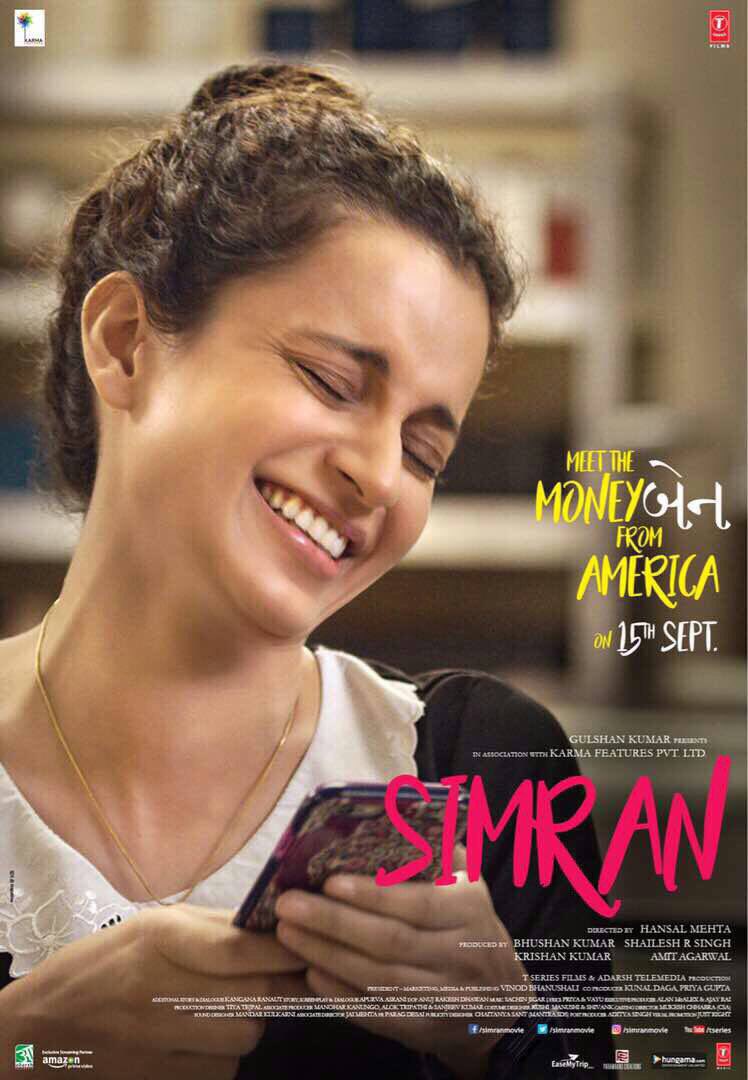 "Simran" is slated for release on September 15. Kangana Ranaut,Kangana Ranaut as Simran,Simran movie poster,Simran poster,Simran,Bollywood movie Simran,Simran new poster