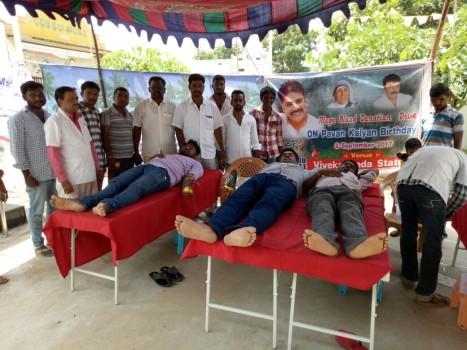 Superstar Pawan Kalyan's 45th birthday, his fans have organised blood donation events in India