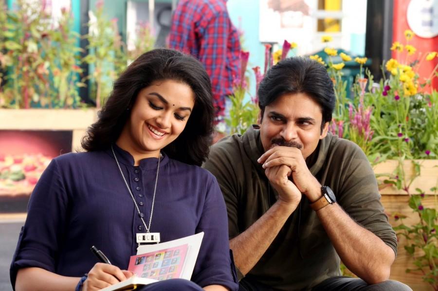 Here's an adorable glimpse of #PSPK25 starring Pawan Kalyan and Keerthy Suresh in the lead role. Pawan Kalyan and Keerthy Suresh,Pawan Kalyan,Keerthy Suresh,PSPK25,PSPK25 sets,PSPK25 on the sets,PSPK 25,PSPK