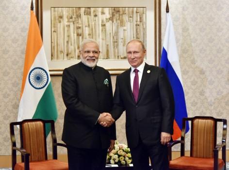 Narendra Modi meets the President of Russian Federation Vladimir Putin, on the sidelines of the 9th BRICS Summit, in Xiamen.