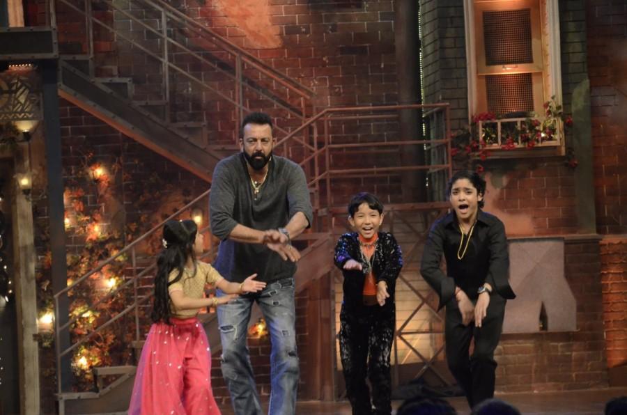 Sanjay Dutt during the promotion of their upcoming film "Bhoomi" on the sets of television show "The Drama Company". Sanjay Dutt,Sanjay Dutt on Comedy Dangal,Sanjay Dutt on Comedy Dangal sets,Comedy Dangal,Sanjay Dutt promotes Bhoomi,Bhoomi,Bhoomi promotion,Bhoomi movie promotion