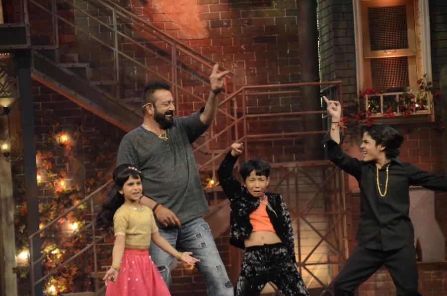 Sanjay Dutt during the promotion of their upcoming film "Bhoomi" on the sets of television show "The Drama Company" in Mumbai. Sanjay Dutt,Sanjay Dutt on Comedy Dangal,Sanjay Dutt on Comedy Dangal sets,Comedy Dangal,Sanjay Dutt promotes Bhoomi,Bhoomi,Bhoomi promotion,Bhoomi movie promotion