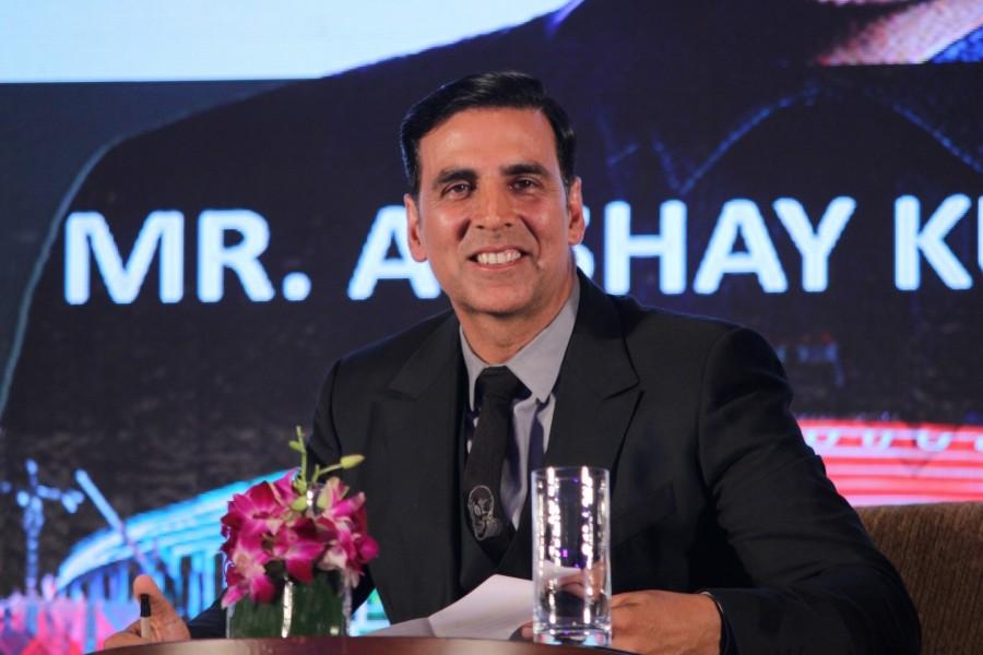 Bollywood film actor Akshay Kumar during the launch of "Bharat Ke Veer Donation" in Mumbai on Sept 4, 2017. Akshay Kumar,actor Akshay Kumar,Bharat Ke Veer Donation,Bharat Ke Veer Donation launch,Akshay Kumar launches Bharat Ke Veer Donation