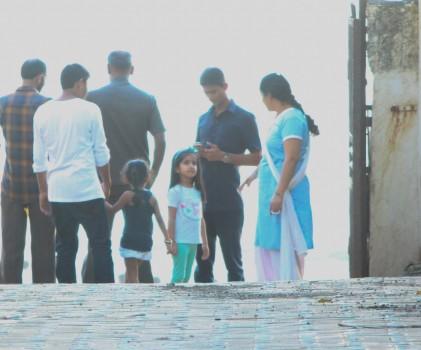 Actor Akshay Kumar and Twinkle Khanna's daughter Nitara spotted in Mumbai's Juhu on Tuesday evening.