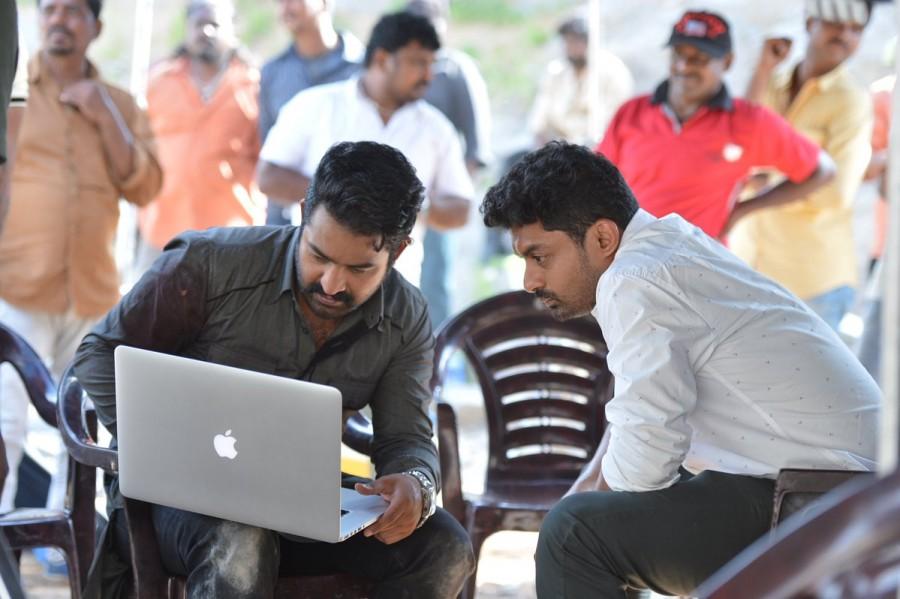 For one of his roles, Jr. NTR will be seen wearing prosthetic. His look is being handled by Hollywood make-up artist Vance Hartwell, popular for his work in films such as "The Lord of the Rings" trilogy and "Shutter Island". Jr NTR,Jai Lava Kusa,Jai Lava Kusa working stills,Jai Lava Kusa working pics,Jai Lava Kusa working images,Jai Lava Kusa working pictures,Jai Lava Kusa working photos